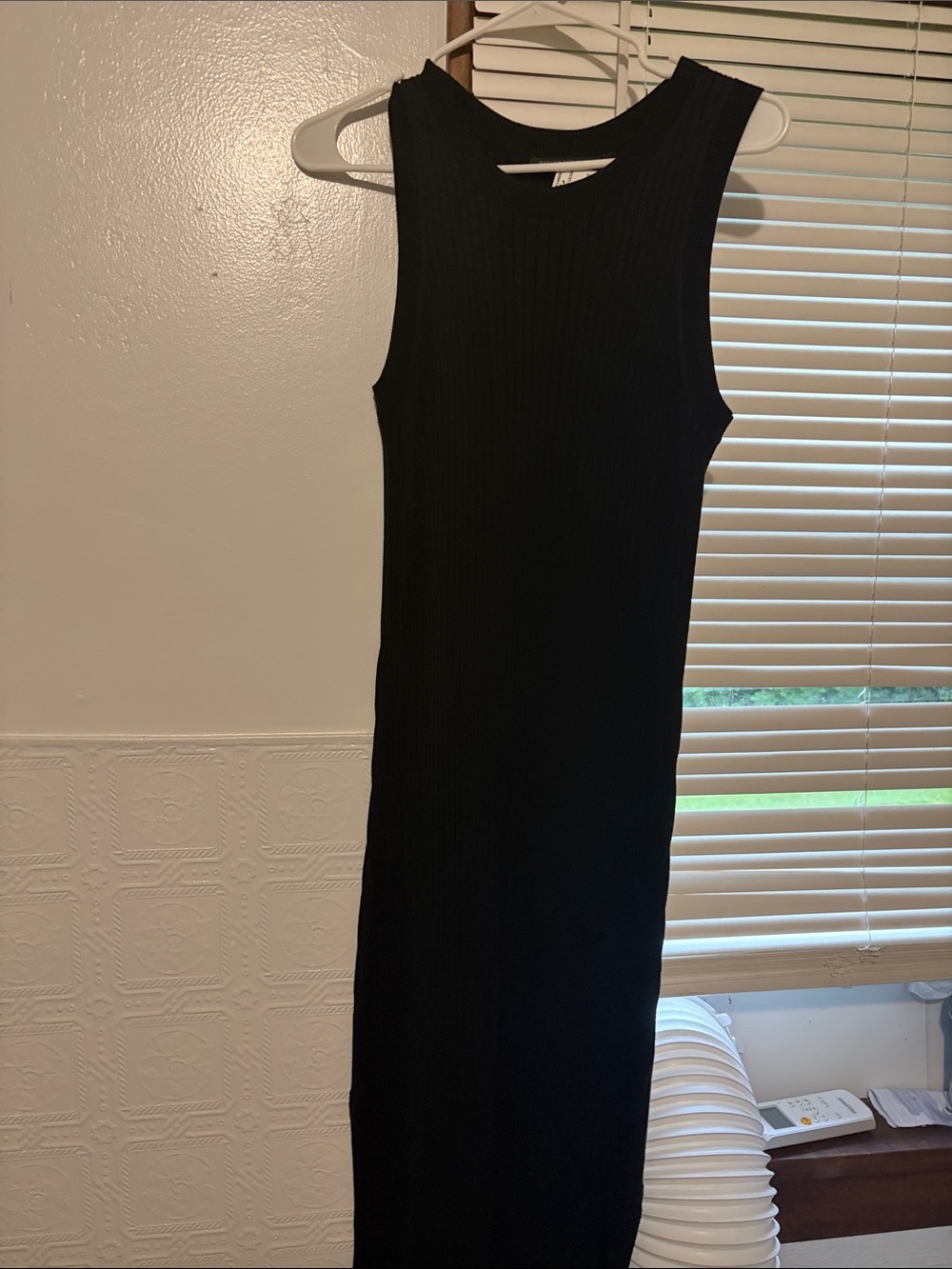 Banana Republic Black Sleeveless Ribbed Maxi Dress